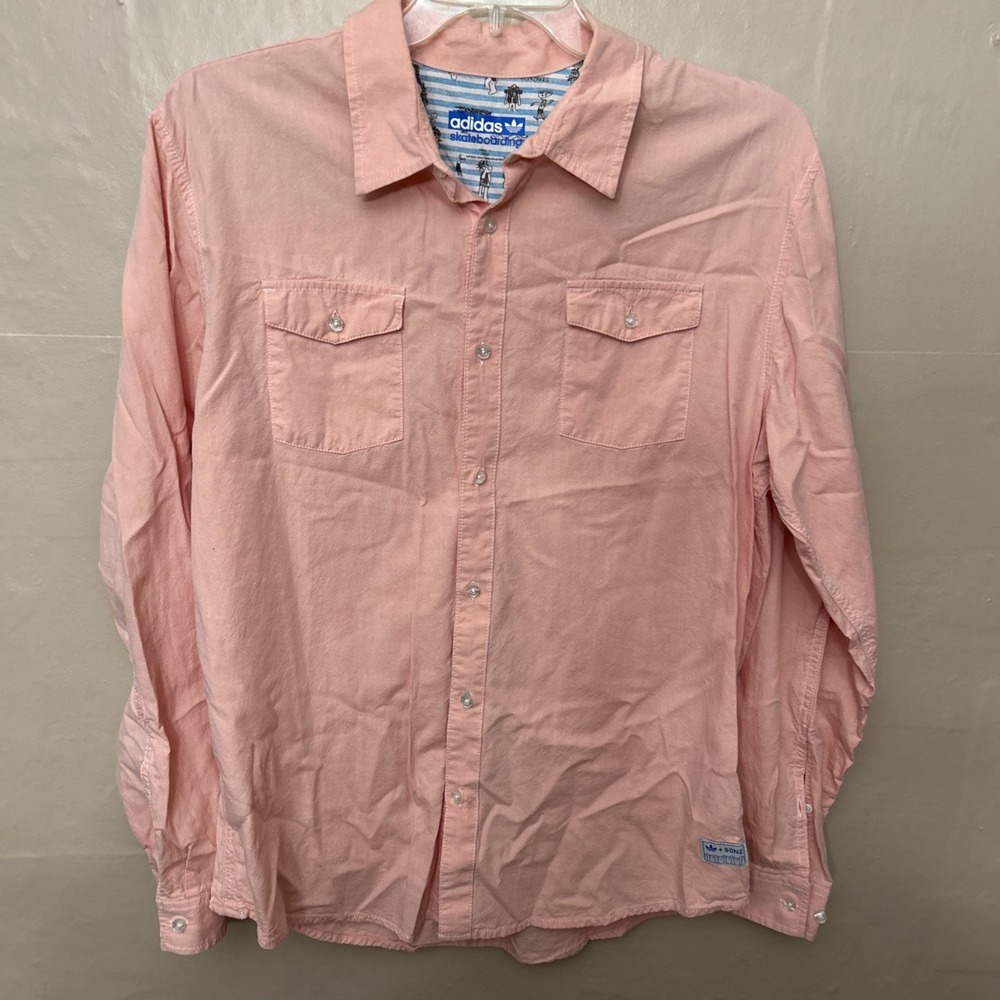 Adidas Skateboarding XL‎ Peach Long Sleeves Pocket Front Shirt